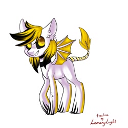 Size: 1024x1024 | Tagged: safe, artist:helemaranth, imported from derpibooru, oc, oc only, bat pony, pony, base used, bat pony oc, bat wings, choker, ear fluff, grin, leonine tail, signature, simple background, smiling, solo, white background, wings