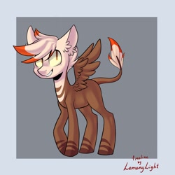 Size: 1024x1024 | Tagged: safe, artist:helemaranth, imported from derpibooru, oc, oc only, pegasus, pony, base used, ear fluff, grin, leonine tail, pegasus oc, signature, smiling, solo, wings