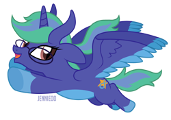 Size: 1200x838 | Tagged: safe, artist:jennieoo, imported from derpibooru, oc, oc only, oc:bingo, alicorn, changeling, original species, alicorn oc, changeling oc, flying, glasses, horn, show accurate, simple background, solo, transparent background, wings