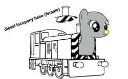 Size: 976x607 | Tagged: safe, imported from derpibooru, object pony, original species, pony, train pony, base, diesel, female, locomotive, mare, ponified, train, train ponies