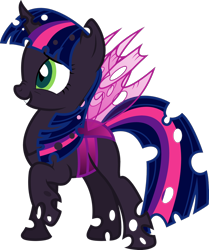 Size: 700x839 | Tagged: safe, artist:drakizora, edit, imported from derpibooru, vector edit, twilight sparkle, changeling, alternate color palette, changelingified, female, mare, purple changeling, simple background, solo, species swap, transparent background, twiling, vector