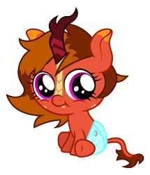 Size: 996x1158 | Tagged: safe, artist:ragedox, imported from derpibooru, oc, oc only, oc:firey flower, hybrid, kirin, pegasus, pony, baby, baby pony, female, pinkie eyes, simple background, solo, stressed, transparent background, vector