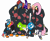 Size: 4812x3906 | Tagged: safe, artist:aaron amethyst, imported from derpibooru, fluttershy, anthro, bird, cat, fish, goose, human, owl, pegasus, toucan, akatsuki, big the cat, blooregard q kazoo, duolingo, eminem, female, foster's home for imaginary friends, group, hank hill, king of the hill, male, mike wazowski, monster, monsters inc., naruto, simple background, sonic the hedgehog (series), squatting, toucan sam, transparent background, undertale, undyne, untitled goose game, wat