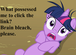 Size: 891x648 | Tagged: safe, edit, edited screencap, imported from derpibooru, screencap, twilight sparkle, pony, unicorn, lesson zero, season 2, brain bleach, cropped, messy mane, reaction image, solo, speech, talking, twilight snapple, what has been seen