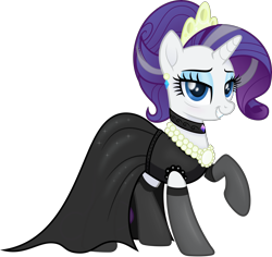 Size: 6000x5670 | Tagged: safe, artist:negatif22, imported from derpibooru, rarity, pony, unicorn, the last problem, .svg available, audrey hepburn, choker, clothes, dress, female, holly golightly, lidded eyes, looking at you, makeup, mare, movie accurate, older, older rarity, simple background, smiling, socks, solo, thigh highs, transparent background, vector