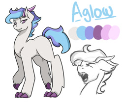 Size: 1050x900 | Tagged: safe, artist:joint-parodica, imported from derpibooru, oc, oc only, oc:aglow, dracony, dragon, hybrid, pony, horns, interspecies offspring, male, offspring, open mouth, parent:rarity, parent:spike, parents:sparity, reference sheet, sharp teeth, simple background, solo, teeth, white background