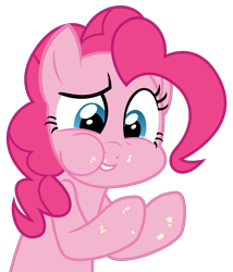 Size: 2288x2675 | Tagged: safe, artist:sketchmcreations, imported from derpibooru, pinkie pie, earth pony, pony, season 5, the one where pinkie pie knows, aweeg*, female, mare, messy eating, puffy cheeks, raised hoof, simple background, solo, transparent background, vector