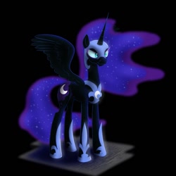 Size: 1080x1080 | Tagged: safe, artist:aquaticvibes, imported from derpibooru, nightmare moon, alicorn, pony, ethereal mane, female, mare, nightmare moon armor, solo, starry mane, wings