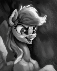 Size: 2839x3500 | Tagged: safe, artist:cyanoger, imported from derpibooru, rainbow dash, pegasus, pony, grayscale, high res, monochrome, simple background, smiling, solo