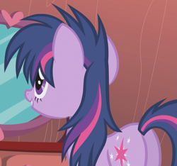 Size: 1021x957 | Tagged: safe, imported from derpibooru, screencap, twilight sparkle, pony, unicorn, bridle gossip, bed mane, butt, cropped, female, mare, messy mane, plot, solo, twibutt, unicorn twilight