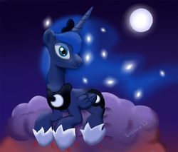 Size: 900x765 | Tagged: safe, artist:pixelarrow, imported from derpibooru, princess luna, alicorn, pony, female, full moon, moon, night, solo