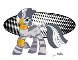 Size: 1000x773 | Tagged: safe, artist:pixelarrow, imported from derpibooru, zecora, pony, zebra, abstract background, female, raised hoof, solo