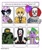 Size: 750x895 | Tagged: safe, alternate version, artist:kiwimasterpieces, imported from derpibooru, spike, oc, oc:eternal flames, dragon, six fanarts, agatsuma zenitsu, armor, balloon, bigtop burger, burger, bust, clothes, clown, colored, crossover, food, haku, halo, halo (series), hamburger, hat, helmet, it, kimetsu no yaiba, male, mask, master chief, metal claws, naruto, pennywise, winged spike, wings