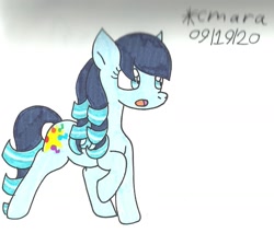 Size: 1031x877 | Tagged: safe, artist:cmara, imported from derpibooru, coloratura, earth pony, pony, female, mare, open mouth, raised hoof, rara, simple background, solo, traditional art, white background