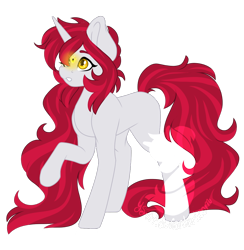 Size: 1080x1108 | Tagged: safe, artist:silentwolf-oficial, imported from derpibooru, oc, oc only, pony, unicorn, bandage, heterochromia, horn, obtrusive watermark, raised hoof, simple background, solo, transparent background, unicorn oc, watermark