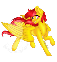 Size: 1080x1173 | Tagged: safe, artist:silentwolf-oficial, imported from derpibooru, oc, oc only, pegasus, pony, grin, obtrusive watermark, pegasus oc, raised hoof, signature, simple background, smiling, solo, transparent background, watermark, wings