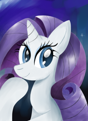 Size: 2544x3500 | Tagged: safe, alternate version, artist:almaustral, imported from derpibooru, rarity, pony, unicorn, abstract background, bust, colored, eyelashes, female, mare, smiling, solo