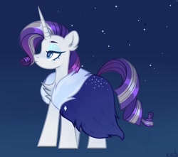 Size: 2028x1793 | Tagged: safe, artist:n in a, imported from derpibooru, rarity, pony, unicorn, the last problem, chest fluff, cloak, clothes, ear fluff, eyeshadow, female, makeup, mare, older, older rarity, profile, skunk stripe, solo, wingding eyes