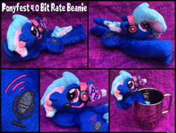 Size: 3264x2475 | Tagged: safe, imported from derpibooru, oc, oc only, oc:bit rate, earth pony, pony, beanie (plushie), female, headphones, mug, photo, plushie, ponyfest, ponyfest online, toy