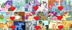 Size: 862x360 | Tagged: safe, bow hothoof, bright mac, carrot cake, cloudy quartz, cookie crumbles, cup cake, filthy rich, gentle breeze, hondo flanks, igneous rock pie, mane allgood, night light, pear butter, posey shy, snap shutter, spoiled rich, twilight velvet, windy whistles, crack shipping, heart, implied infidelity, shipping, wife swap