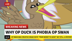 Size: 1280x720 | Tagged: safe, edit, edited screencap, screencap, break your own news, breaking news, op is a duck (reaction image)