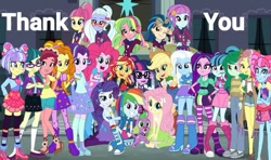 Size: 720x427 | Tagged: safe, artist:3d4d, adagio dazzle, applejack, aria blaze, fluttershy, gloriosa daisy, indigo zap, juniper montage, kiwi lollipop, lemon zest, pinkie pie, rainbow dash, rarity, sci-twi, sonata dusk, sour sweet, spike, sugarcoat, sunny flare, sunset shimmer, supernova zap, twilight sparkle, vignette valencia, wallflower blush, equestria girls, thank you, the end of equestria girls