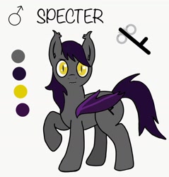 Size: 1744x1823 | Tagged: safe, artist:lostbrony, imported from derpibooru, oc, oc only, oc:specter, bat pony, bat pony oc, bat wings, fangs, reference sheet, simple background, wings