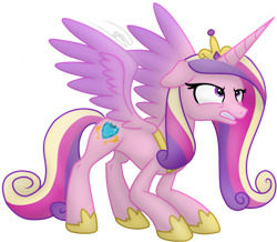 Size: 1373x1200 | Tagged: safe, artist:soctavia, imported from derpibooru, princess cadance, alicorn, pony, angry, crouching, crown, female, gritted teeth, hoof shoes, jewelry, mare, regalia, scowl, simple background, snarling, solo, spread wings, transparent background, wings