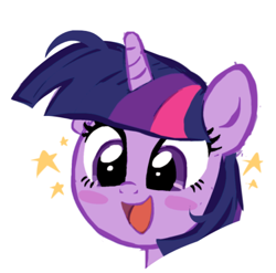 Size: 500x494 | Tagged: safe, artist:skylordlysander, imported from derpibooru, twilight sparkle, pony, bust, cute, female, mare, open mouth, portrait, simple background, solo, stars, twiabetes, white background