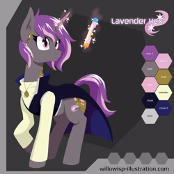 Size: 4000x4000 | Tagged: safe, artist:willoillo, imported from derpibooru, oc, oc only, oc:lavender hex, pony, unicorn, horn, palette, reference sheet, sierra nevada, solo, unicorn oc