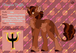 Size: 3500x2454 | Tagged: safe, artist:nobleclay, imported from derpibooru, oc, oc only, oc:chocolate truffle, pony, unicorn, male, offspring, parent:cheese sandwich, parent:pinkie pie, parents:cheesepie, reference sheet, solo, stallion