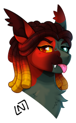 Size: 400x640 | Tagged: safe, artist:lastnight-light, imported from derpibooru, oc, oc only, oc:dissonance, bat pony, pony, bust, female, mare, portrait, simple background, solo, tongue out, transparent background