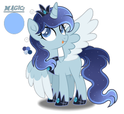 Size: 2832x2608 | Tagged: safe, artist:lazuli, artist:mint-light, artist:purplepotato04, imported from derpibooru, oc, oc only, alicorn, pony, crown, female, jewelry, magical lesbian spawn, mare, offspring, parent:derpy hooves, parent:princess luna, parents:lunaderp, regalia, solo, tongue out, two toned wings, wings