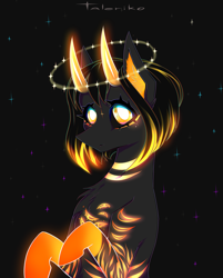 Size: 2905x3613 | Tagged: safe, artist:taleriko, imported from derpibooru, oc, oc only, oc:osiris, pony, horns, night, solo, stars