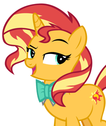 Size: 2496x2976 | Tagged: safe, artist:andoanimalia, artist:disneymarvel96, imported from derpibooru, sunset shimmer, pony, unicorn, equestria girls, equestria girls series, forgotten friendship, bowtie, simple background, solo, white background