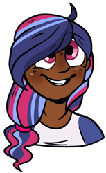 Size: 518x848 | Tagged: safe, artist:greyestgray, imported from derpibooru, oc, oc only, oc:infinity sparkle, human, dark skin, humanized, magical lesbian spawn, offspring, parent:tempest shadow, parent:twilight sparkle, parents:tempestlight, simple background, solo, transparent background