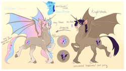 Size: 1800x1024 | Tagged: safe, artist:arexstar, imported from derpibooru, oc, oc only, oc:knightshade, alicorn, bat pony, bat pony alicorn, pony, bat wings, horn, male, reference sheet, solo, stallion, wings