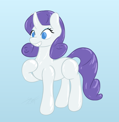 Size: 1898x1948 | Tagged: safe, artist:parallel black, imported from derpibooru, rarity, balloon pony, inflatable pony, pony, balloon, digital art, forced smile, gradient background, inanimate tf, inflatable, smiling, solo, transformation