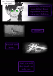 Size: 1280x1833 | Tagged: safe, artist:tillie-tmb, imported from derpibooru, oc, oc:tempest, pony, unicorn, comic:the amulet of shades, comic, female, mare, monochrome, neo noir, partial color