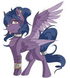 Size: 1348x1500 | Tagged: artist needed, source needed, safe, artist:beardie, imported from derpibooru, oc, oc only, oc:bangtail, pegasus, pony, :p, bracelet, choker, ear piercing, earring, female, jewelry, lidded eyes, looking up, mane jewelry, mare, necklace, piercing, simple background, solo, tattoo, tongue out, transparent background