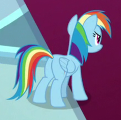 Size: 329x325 | Tagged: safe, imported from derpibooru, screencap, rainbow dash, pegasus, pony, the ending of the end, butt, cropped, female, mare, plot, rainbutt dash, solo