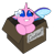 Size: 574x586 | Tagged: safe, alternate version, artist:rokosmith26, imported from derpibooru, part of a set, oc, oc only, oc:heartsyartsy, changedling, changeling, alternate character, bow, box, changeling in a box, changeling oc, chibi, commission, cute, cuteling, female, floppy ears, horn, looking at you, roko's box ponies, simple background, smiling, solo, tail, text, transparent background, weapons-grade cute, ych result