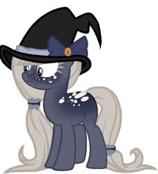 Size: 549x604 | Tagged: safe, artist:helemaranth, imported from derpibooru, oc, oc only, earth pony, pony, earth pony oc, freckles, hair tie, hat, simple background, solo, white background, witch hat