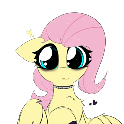 Size: 2362x2362 | Tagged: safe, alternate version, artist:jubyskylines, imported from derpibooru, fluttershy, pegasus, pony, :p, chest fluff, choker, chokershy, collar, eyeliner, female, floppy ears, fluttergoth, heart, makeup, mare, simple background, solo, spiked choker, spiked collar, tongue out, transparent background, wings
