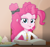 Size: 1142x1080 | Tagged: safe, artist:grapefruitface1, imported from derpibooru, pinkie pie, equestria girls, book, bow, cake, cigarette, clothes, cosplay, costume, food, looking at you, music video reference, nuts, queen (band), school uniform, show accurate, smoking, table