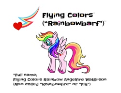 Size: 1280x983 | Tagged: safe, alternate version, artist:starponys87, imported from derpibooru, oc, pegasus, 1000 hours in ms paint, barf, different mane and tail, donut steel, heart, lightning, magenta eyes, multicolored hair, parody, pegasus oc, puking rainbows, rainbow, rainbow barf, rainbow hair, shooting star, vomit, vomiting, wings