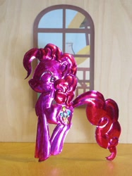 Size: 774x1033 | Tagged: safe, alternate version, artist:malte279, imported from derpibooru, part of a set, pinkie pie, earth pony, pony, craft, embossing, irl, metal foil, photo