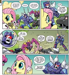 Size: 1922x2072 | Tagged: safe, artist:jack lawrence, idw, imported from derpibooru, fluttershy, pegasus, pony, rabbit, spoiler:comic, spoiler:friendship in disguise, spoiler:friendship in disguise03, animal, comic, cropped, female, frenzy, friendship in disguise, laserbeak, mare, ratbat, ravage, transformers