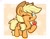 Size: 3250x2560 | Tagged: dead source, safe, artist:kimjoman, artist:php142, artist:purpleflix, imported from derpibooru, applejack, earth pony, pony, apple, applejack's hat, chest fluff, chibi, cowboy hat, cute, ear fluff, food, freckles, hat, hoof hold, jackabetes, looking at you, one eye closed, open mouth, raised hoof, smiling, solo, wink