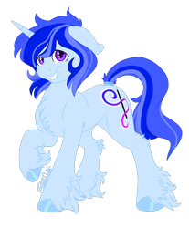 Size: 1080x1303 | Tagged: safe, artist:silentwolf-oficial, imported from derpibooru, oc, oc only, oc:silent wolf, pony, unicorn, chest fluff, grin, hoof fluff, hoof polish, horn, raised tail, signature, simple background, smiling, solo, tail, transparent background, unicorn oc, unshorn fetlocks